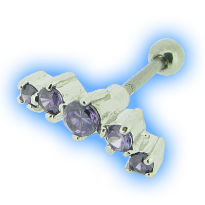 Multi Purple Jewelled Tragus Ear Stud - Tragus Ear Piercing Jewellery
