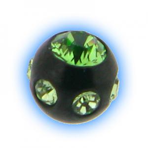 Peridot Black PVD Multi Jewelled Ball - 1.2mm (16g)