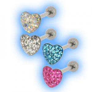 Tongue Bar with Multi Jewelled Heart