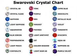 Swarovski colour chart for PTFE Belly Bars