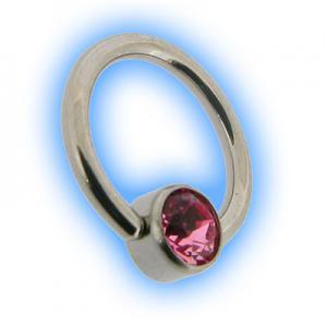 Steel Flat Back Ball Closure Ring BCR - Pink