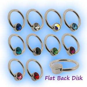 Steel Flat backed clip in disc for body piercing BCR closure rings