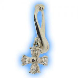 Fake Belly Ring Small Dangling Cross