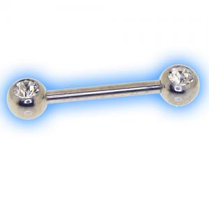 Titanium Double Jewelled Nipple Piercing Bar - Forward Facing Gems