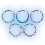 Titanium Pave Set Opal Hinged Ring