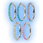 Titanium Pave Set Edge Opal Hinged Ring